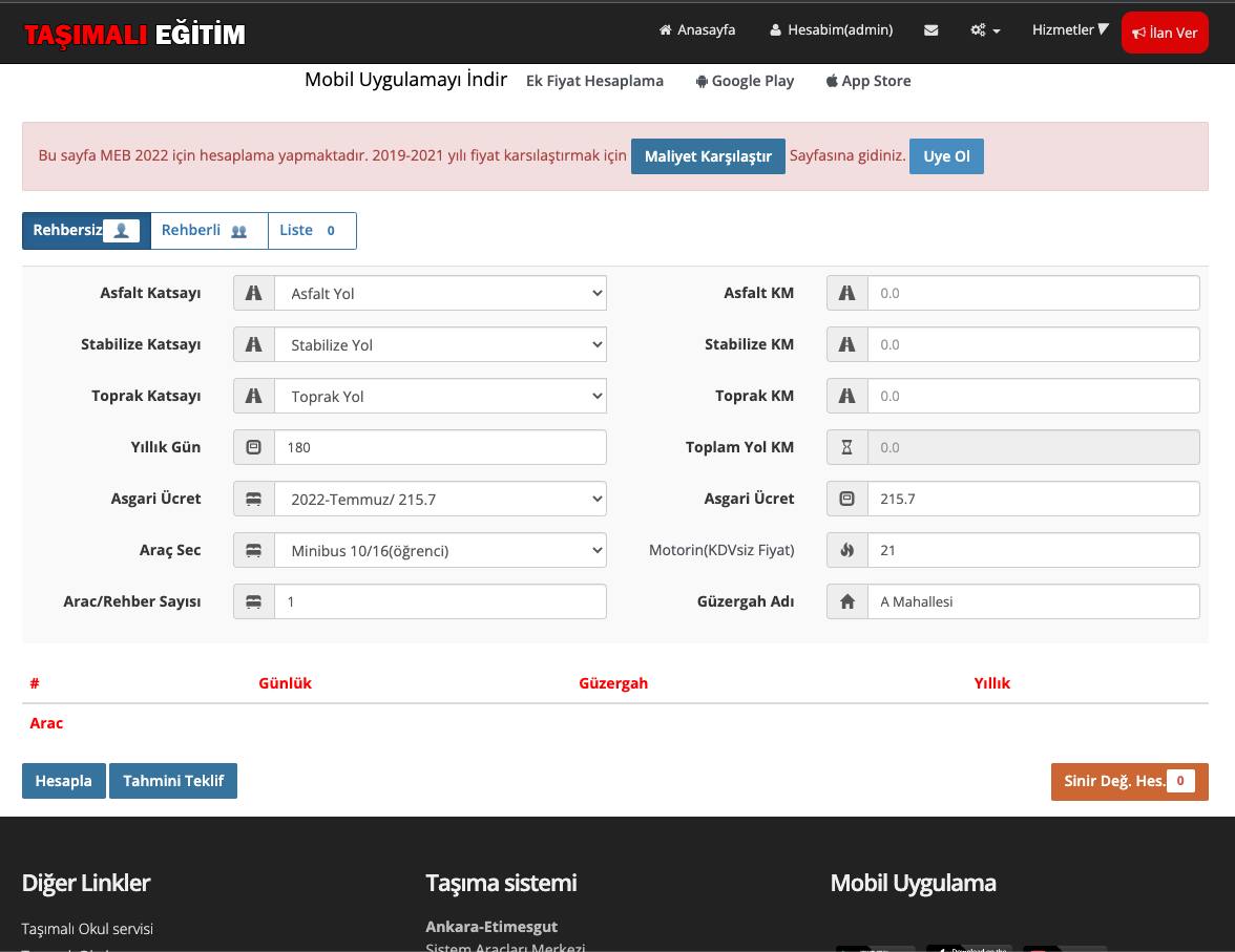 2022-2023 Taşımalı Yaklaşık Maliyet Hesaplama | Taşımalı Eğitim Blog